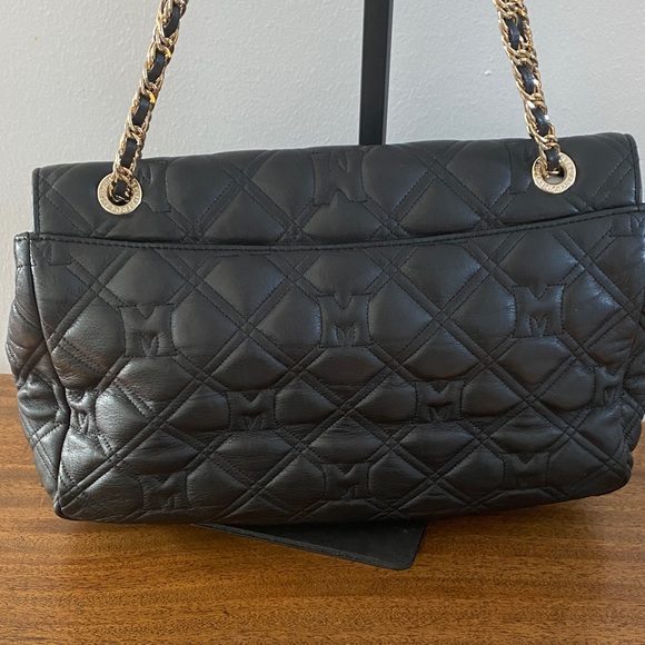 METROCITY Black Quilted Leather Shoulder Bag W/Gold-Tone Chain Strap & Hardware - Picture 9 of 14